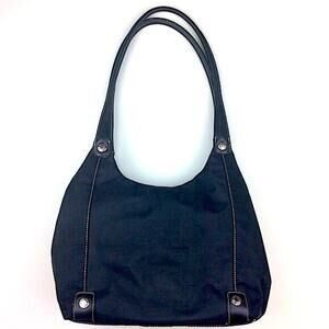 Tommy Hilfiger Black Canvas Shoulder Tote Bag
